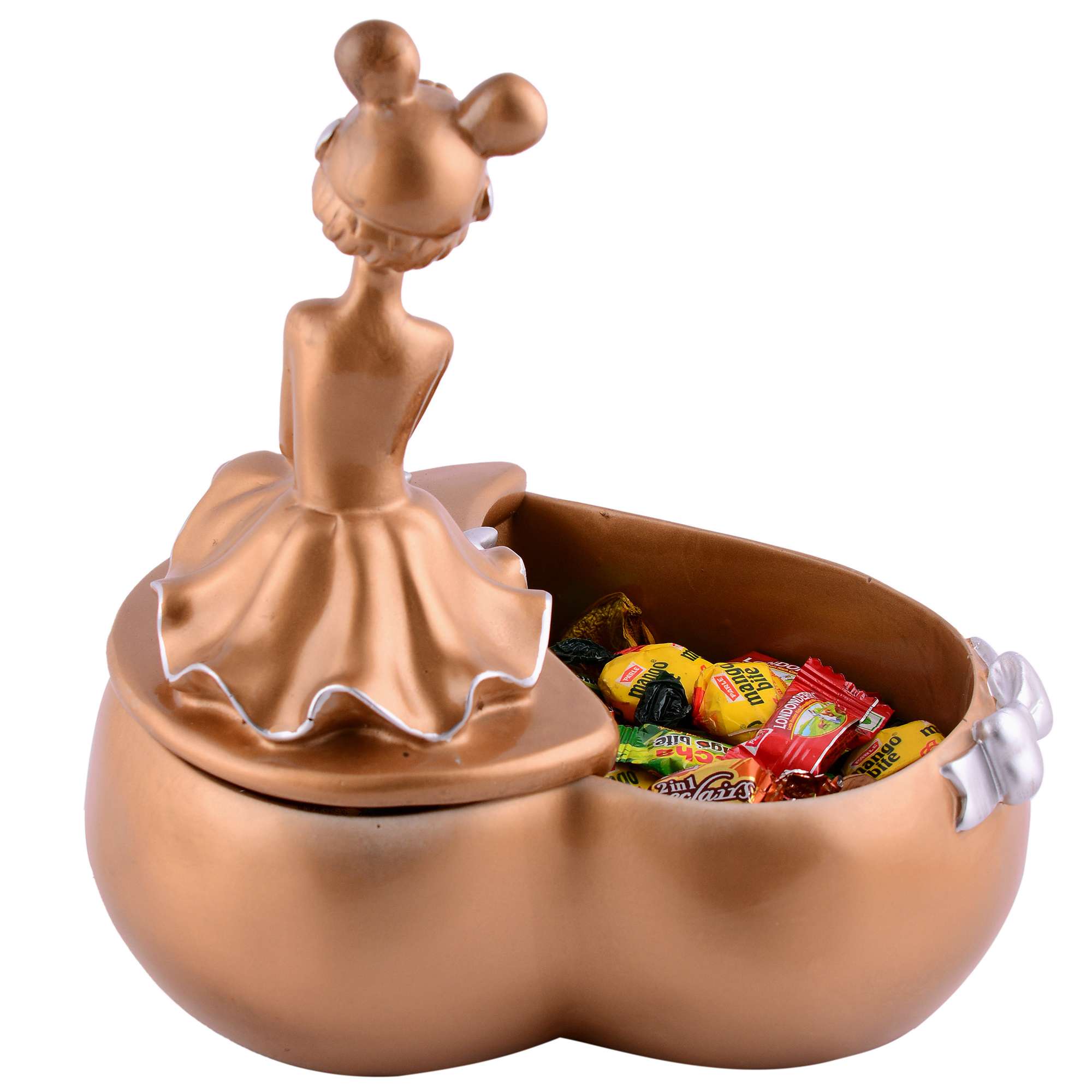 LADY with Basket golden Showpiece for Home Decor Showpiece | Girl Basket Showpiece & Office Decor Showpiece - Image 2