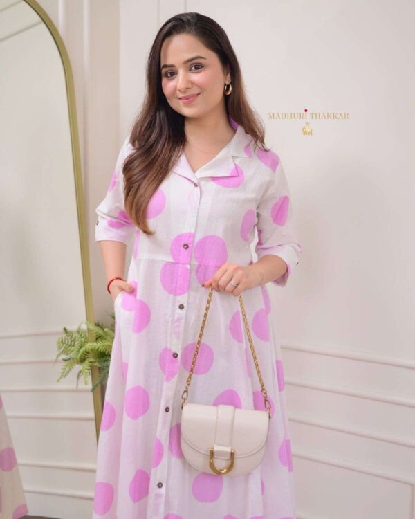 Flaunt the Florals ? Embroidered Cotton Dress with Printex Highlights (L) - Image 4