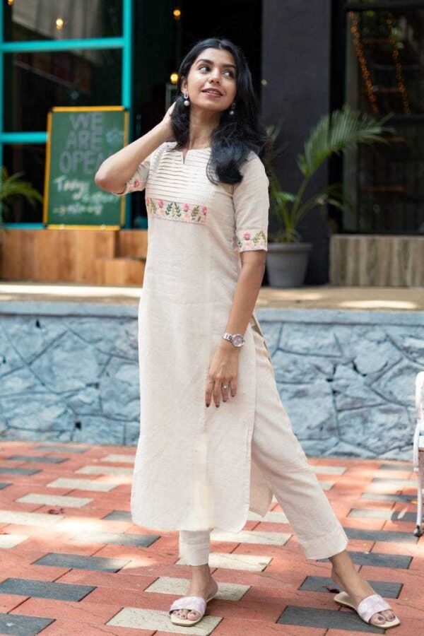 Women?s Cotton Kurta Suit Set with Palazzo Pants & Dupatta(M) - Image 4