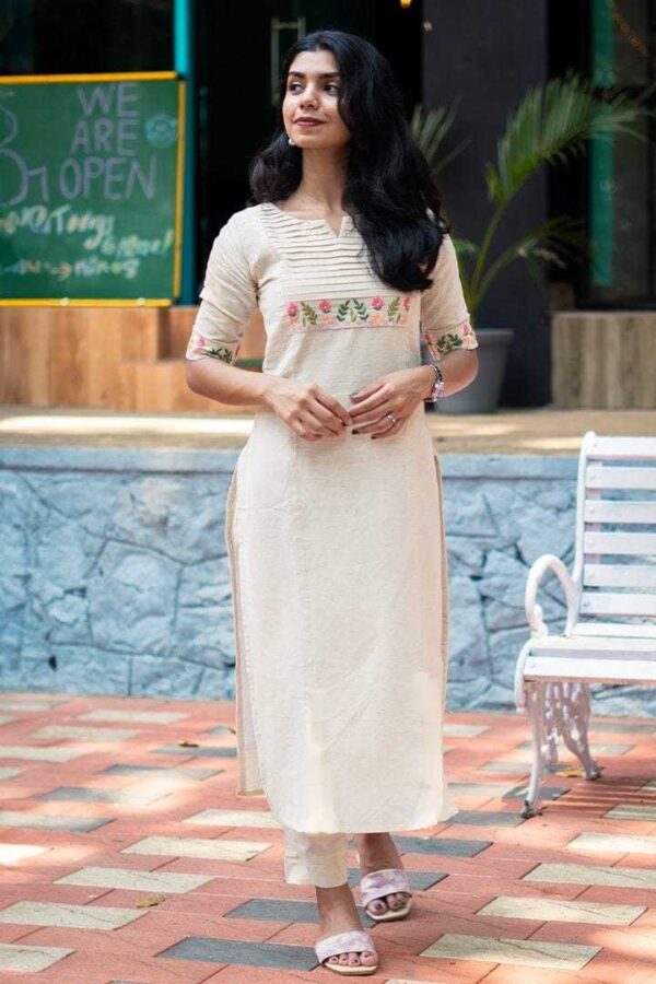 Women?s Cotton Kurta Suit Set with Palazzo Pants & Dupatta(M) - Image 6